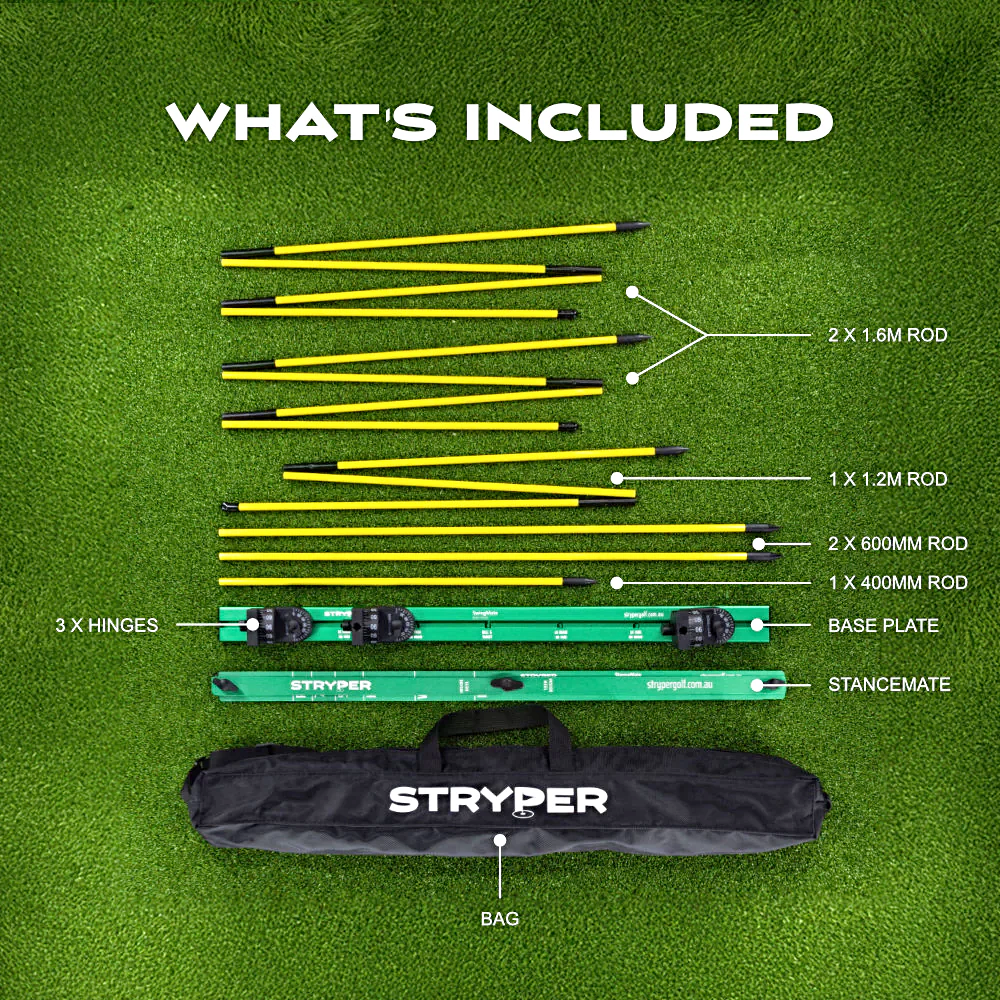 Standard inclusions in the Stryper Plus swing training aid bundle