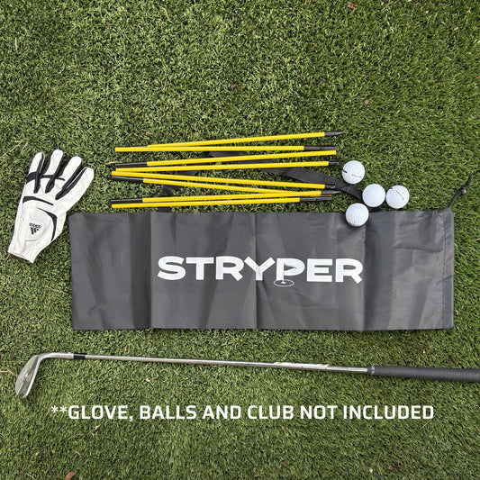 Golf training aid: Golf practice bag with alignment rods
